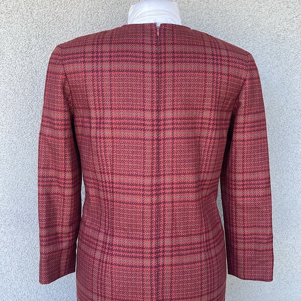 Carolyne Roehm vintage 80s plaid wool midi dress - Picture 6 of 7